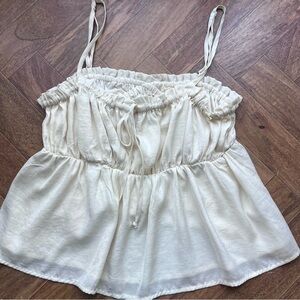 white ruffle american eagle tank